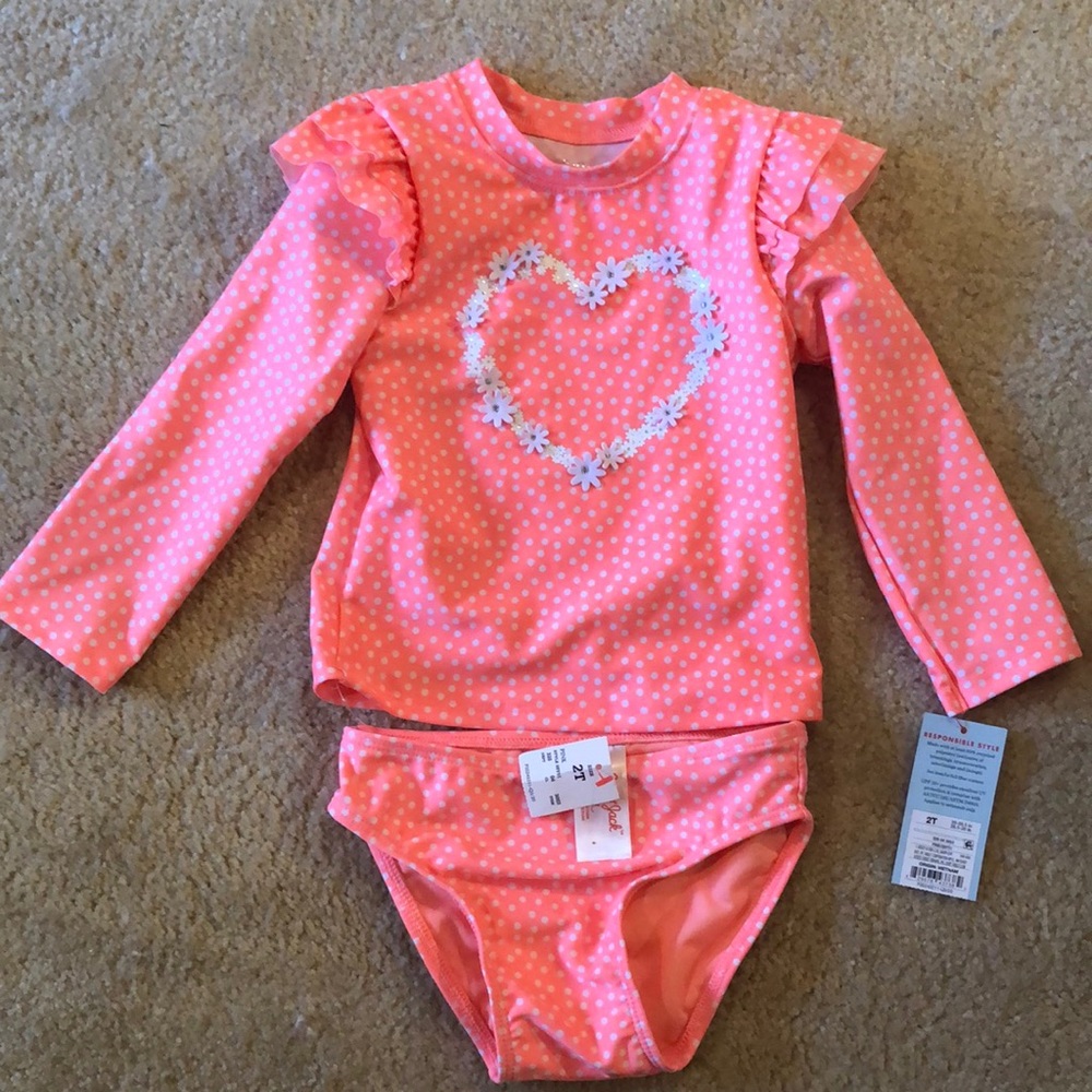 NWT 2T Cat & Jack Girls 2-Piece Swim Suit